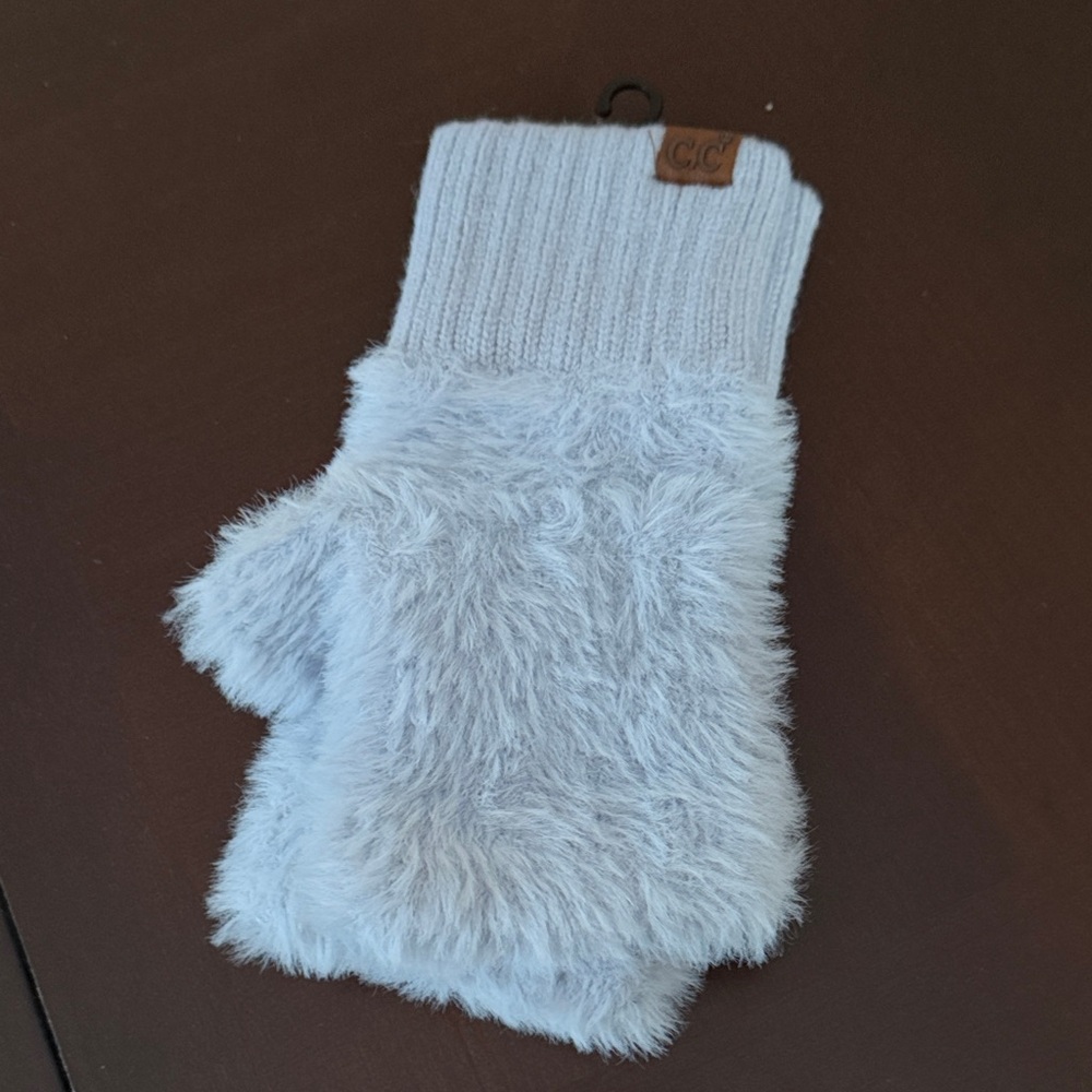 C.C  Light Blue Fuzzy Mittens